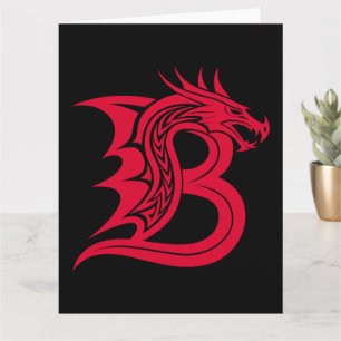 Dragon Styled Brev B, Dragon Alphabet, Monogram Kort