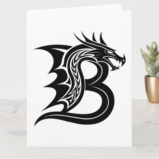 Dragon Styled Brev B, Dragon Alphabet, Monogram Kort (Liten växt)