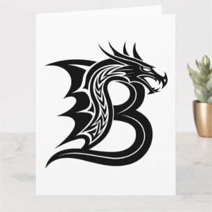 Dragon Styled Brev B, Dragon Alphabet, Monogram Kort