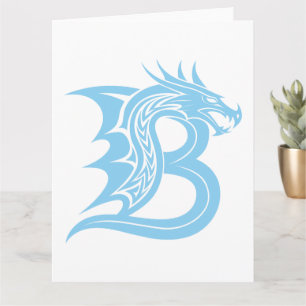 Dragon Styled Brev B, Dragon Alphabet, Monogram Kort