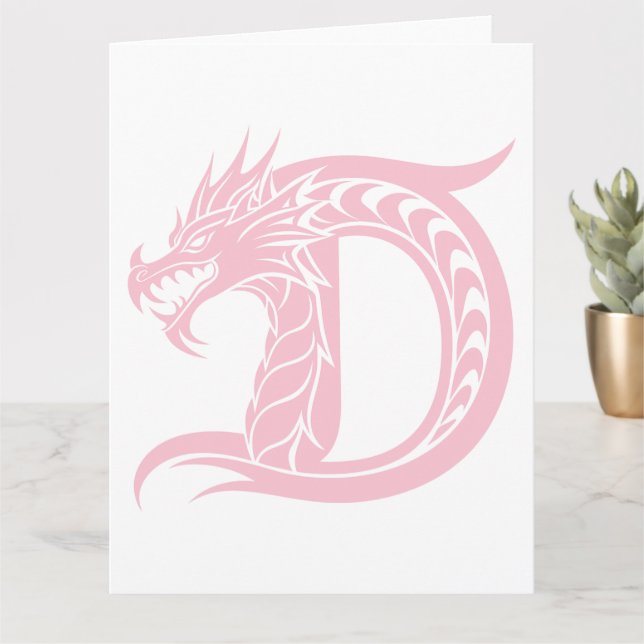 Dragon Styled Brev D, Dragon Alphabet, Monogram Kort (Liten växt)