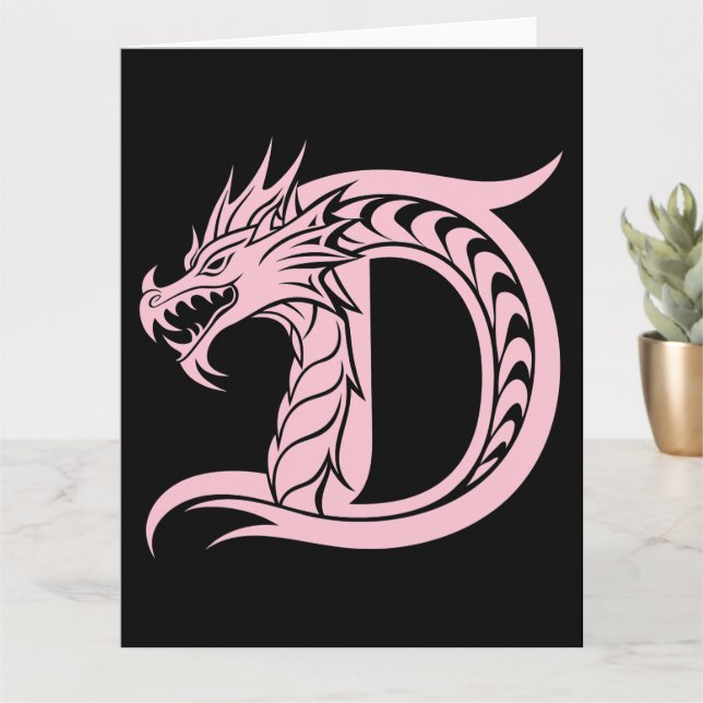 Dragon Styled Brev D, Dragon Alphabet, Monogram Kort (Liten växt)