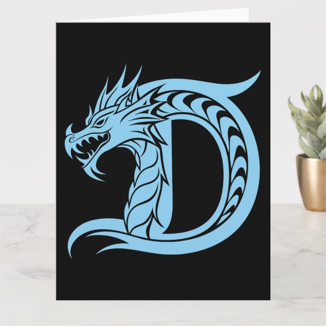 Dragon Styled Brev D, Dragon Alphabet, Monogram Kort (Liten växt)