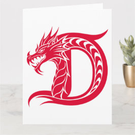 Dragon Styled Brev D, Dragon Alphabet, Monogram Kort