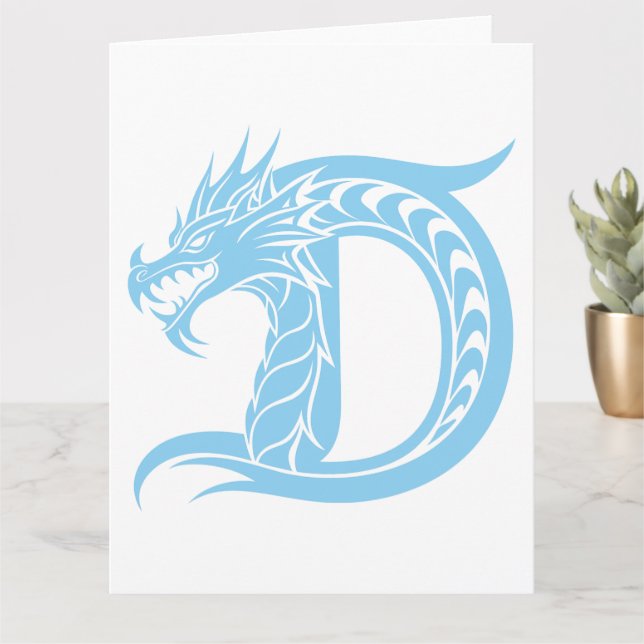 Dragon Styled Brev D, Dragon Alphabet, Monogram Kort (Liten växt)