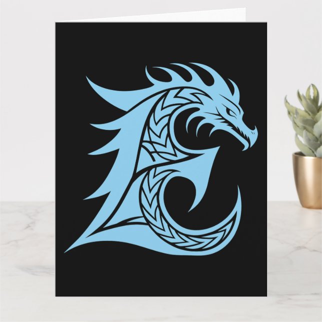 Dragon Styled Brev E, Dragon Alphabet, Monogram Kort (Liten växt)