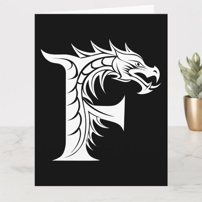 Dragon Styled Brev F, Dragon Alphabet, Monogram Kort (Liten växt)