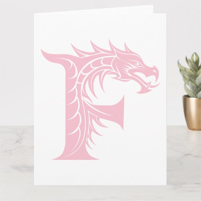 Dragon Styled Brev F, Dragon Alphabet, Monogram Kort (Liten växt)