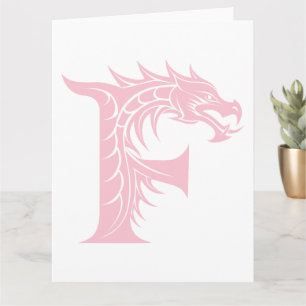 Dragon Styled Brev F, Dragon Alphabet, Monogram Kort