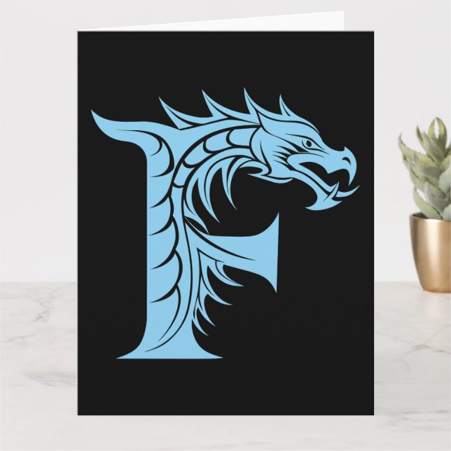 Dragon Styled Brev F, Dragon Alphabet, Monogram Kort (Liten växt)