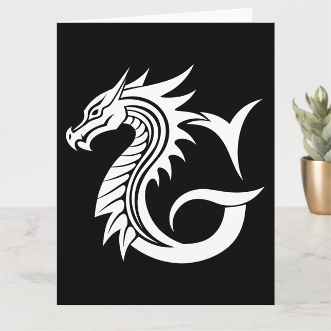 Dragon Styled Brev G, Dragon Alphabet, Monogram Kort (Liten växt)