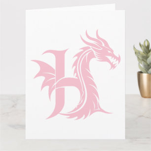 Dragon Styled Brev H, Dragon Alphabet, Monogram Kort