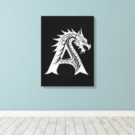 Dragon Styled Letter A, Dragon Alphabet, Monogram Canvastryck