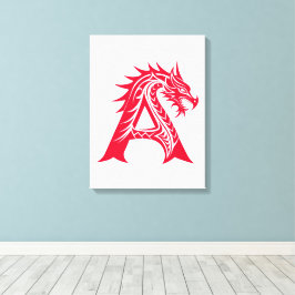 Dragon Styled Letter A, Dragon Alphabet, Monogram Canvastryck