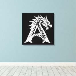 Dragon Styled Letter A, Dragon Alphabet, Monogram Canvastryck