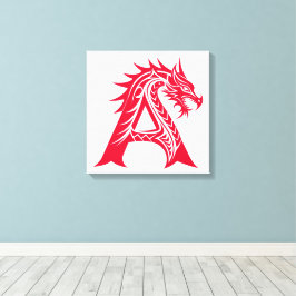 Dragon Styled Letter A, Dragon Alphabet, Monogram Canvastryck
