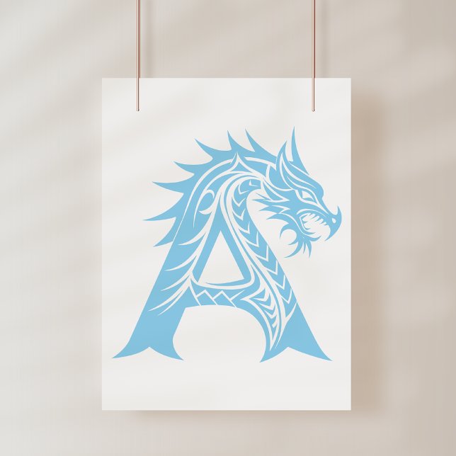 Dragon Styled Letter A, Dragon Alphabet, Monogram Fototryck (Skapare uppladdad)