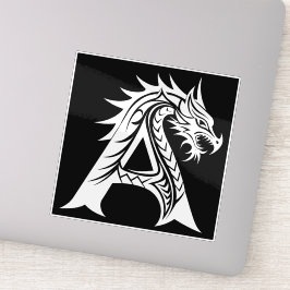 Dragon Styled Letter A, Dragon Alphabet, Monogram Klistermärken