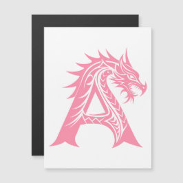 Dragon Styled Letter A, Dragon Alphabet, Monogram Magnetisk Inbjudningskort