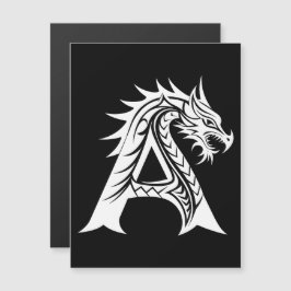 Dragon Styled Letter A, Dragon Alphabet, Monogram Magnetisk Inbjudningskort