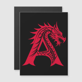 Dragon Styled Letter A, Dragon Alphabet, Monogram Magnetisk Inbjudningskort