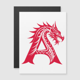 Dragon Styled Letter A, Dragon Alphabet, Monogram Magnetisk Inbjudningskort