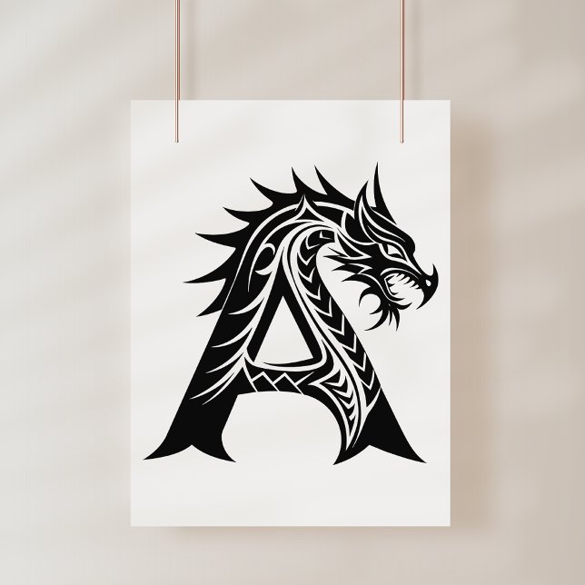Dragon Styled Letter A, Dragon Alphabet, Monogram Poster (Skapare uppladdad)
