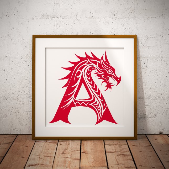 Dragon Styled Letter A, Dragon Alphabet, Monogram Poster (Skapare uppladdad)