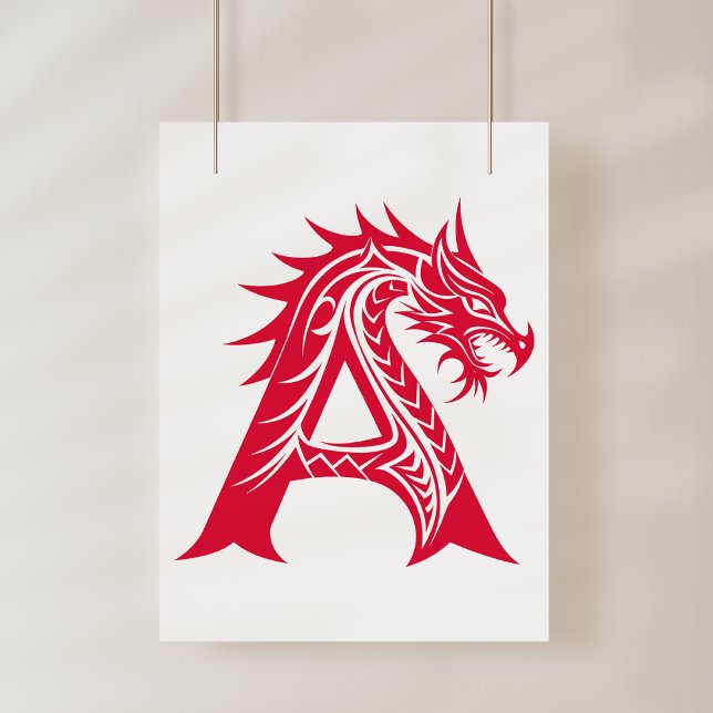 Dragon Styled Letter A, Dragon Alphabet, Monogram Poster (Skapare uppladdad)