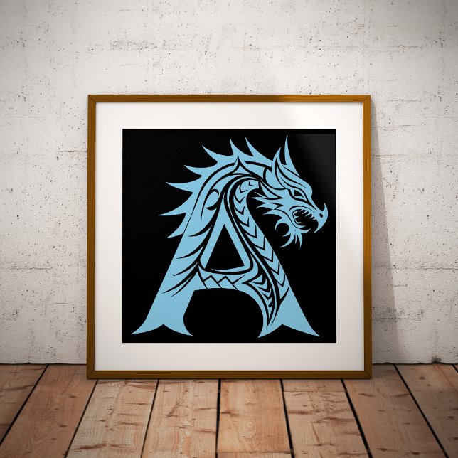 Dragon Styled Letter A, Dragon Alphabet, Monogram Poster (Skapare uppladdad)