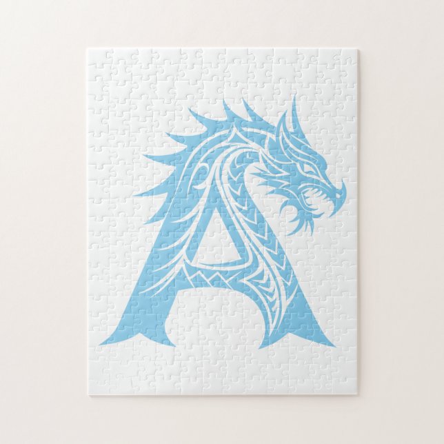 Dragon Styled Letter A, Dragon Alphabet, Monogram Pussel (Vertikal)