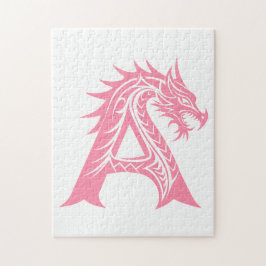 Dragon Styled Letter A, Dragon Alphabet, Monogram Pussel