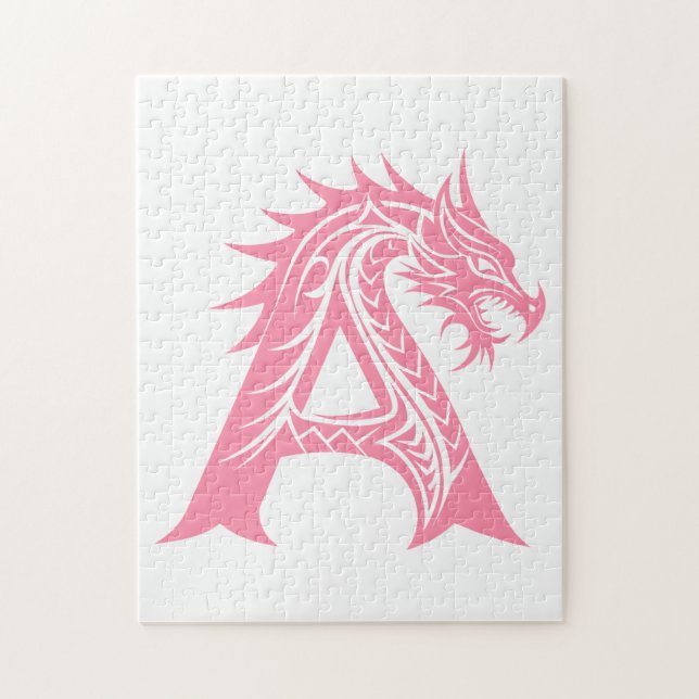 Dragon Styled Letter A, Dragon Alphabet, Monogram Pussel (Vertikal)