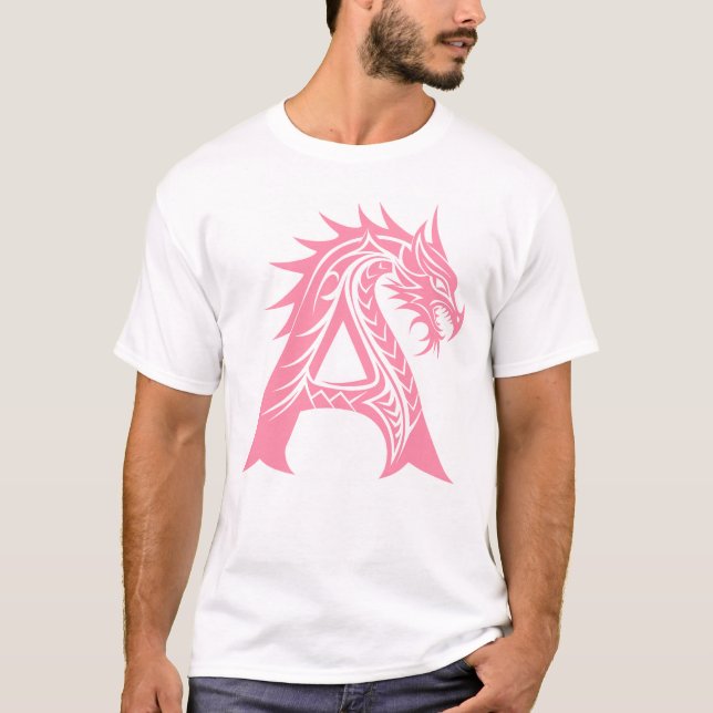 Dragon Styled Letter A, Dragon Alphabet, Monogram T Shirt (Framsida)