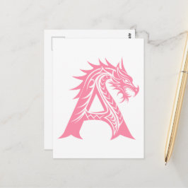 Dragon Styled Letter A, Dragon Alphabet, Monogram Vykort