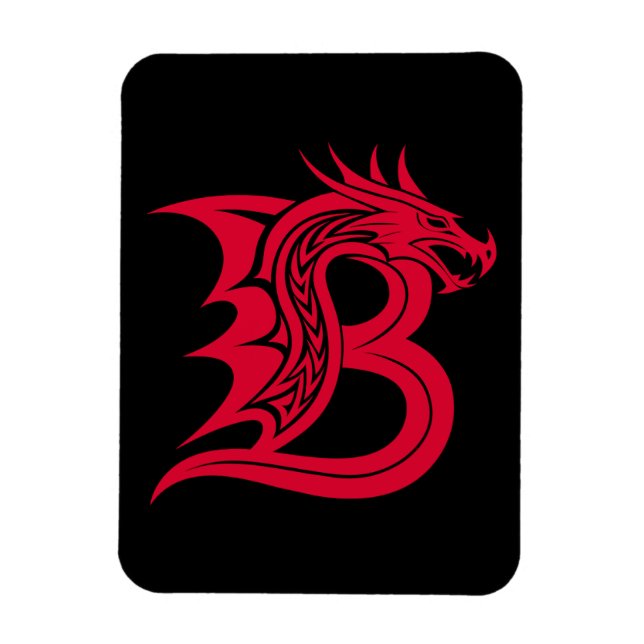 Dragon Styled Letter B, Dragon Alphabet, Monogram Magnet (Vertikal)