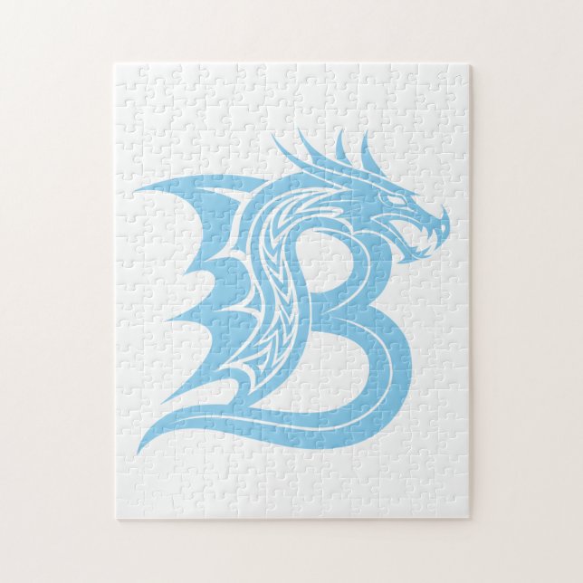 Dragon Styled Letter B, Dragon Alphabet, Monogram Pussel (Vertikal)