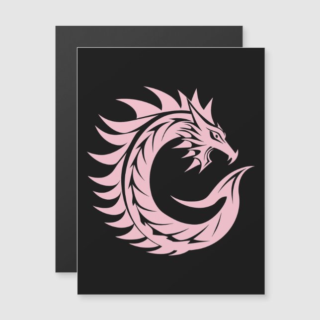 Dragon Styled Letter C, Dragon Alphabet, Monogram Magnetisk Inbjudningskort (Fram/baksida)