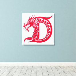 Dragon Styled Letter D, Dragon Alphabet, Monogram Canvastryck