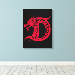 Dragon Styled Letter D, Dragon Alphabet, Monogram Canvastryck