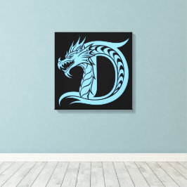 Dragon Styled Letter D, Dragon Alphabet, Monogram Canvastryck