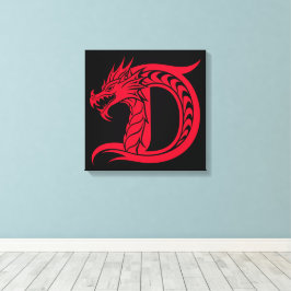 Dragon Styled Letter D, Dragon Alphabet, Monogram Canvastryck