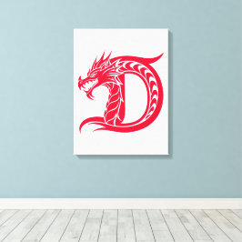 Dragon Styled Letter D, Dragon Alphabet, Monogram Canvastryck