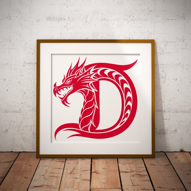 Dragon Styled Letter D, Dragon Alphabet, Monogram Fototryck (Skapare uppladdad)