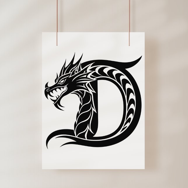 Dragon Styled Letter D, Dragon Alphabet, Monogram Poster (Skapare uppladdad)