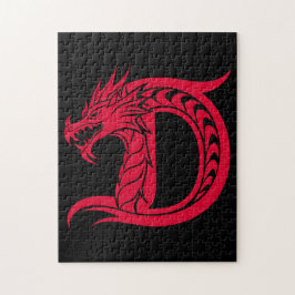 Dragon Styled Letter D, Dragon Alphabet, Monogram Pussel