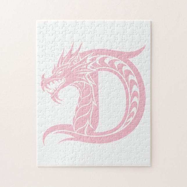 Dragon Styled Letter D, Dragon Alphabet, Monogram Pussel (Vertikal)