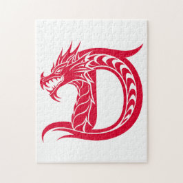 Dragon Styled Letter D, Dragon Alphabet, Monogram Pussel
