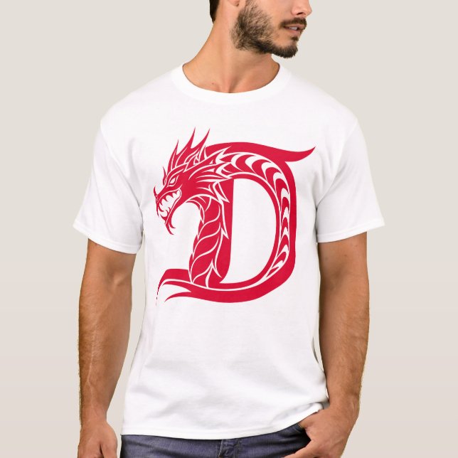 Dragon Styled Letter D, Dragon Alphabet, Monogram T Shirt (Framsida)