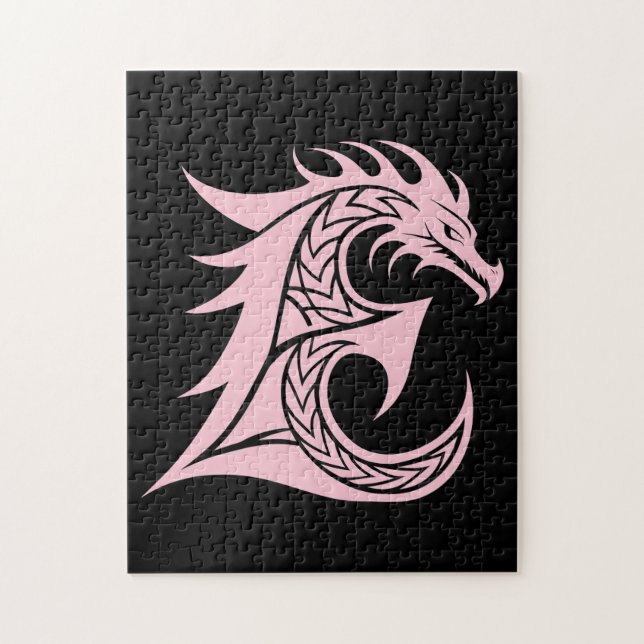 Dragon Styled Letter E, Dragon Alphabet, Monogram Pussel (Vertikal)